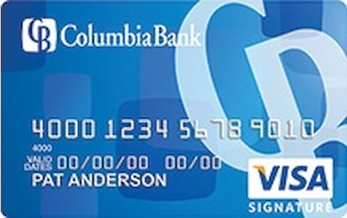 columbia bank visa signature college real rewards card